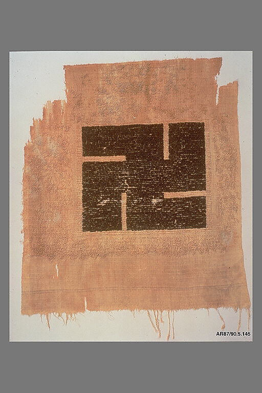 Textile Fragment, Wool, linen; plain weave, weft loop weave