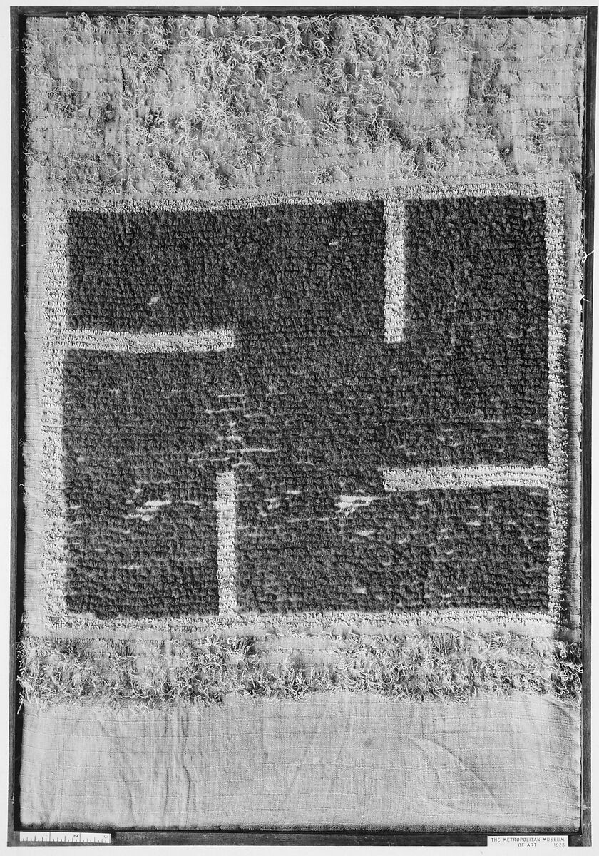 Textile Fragment, Wool, linen; plain weave, weft loop weave