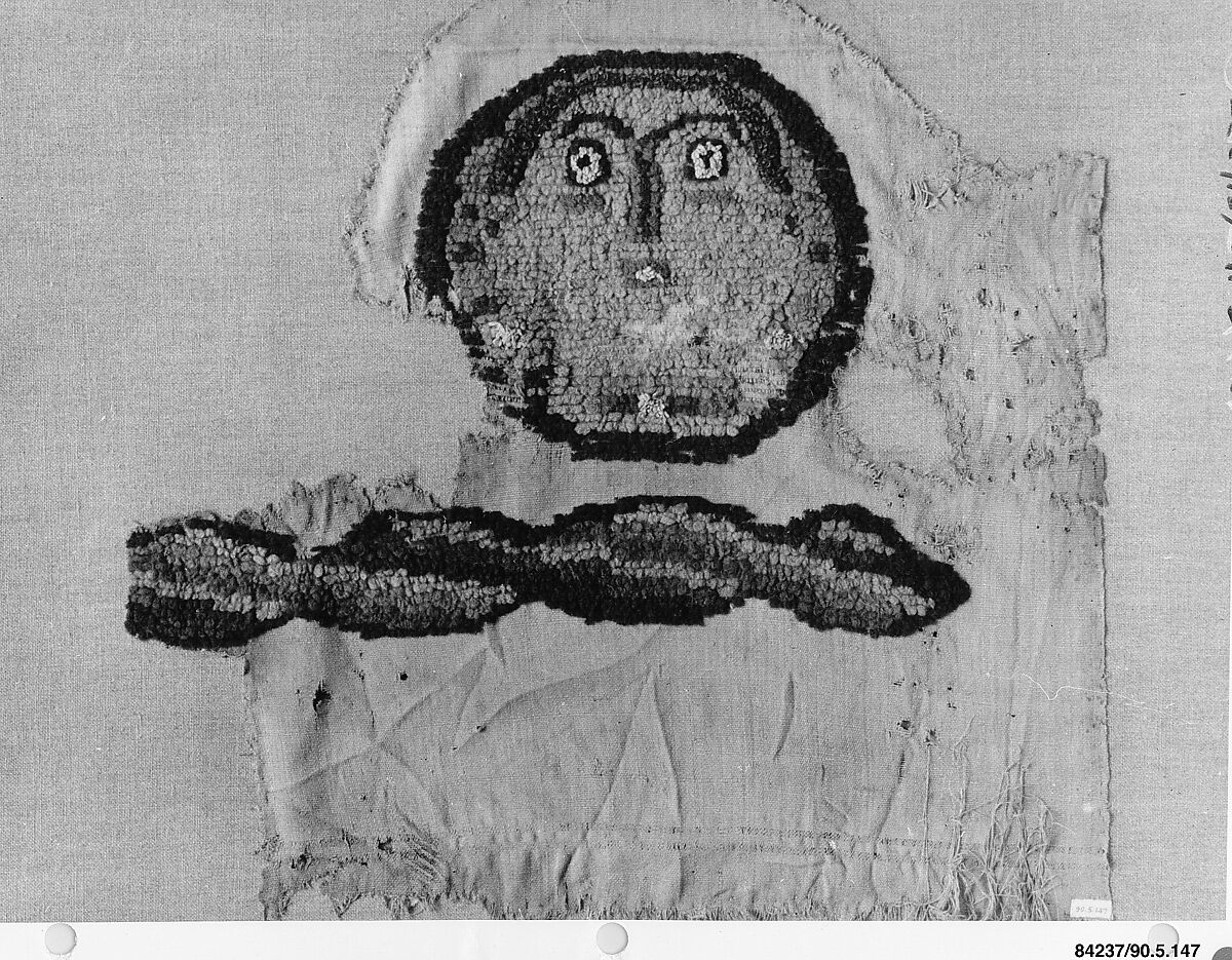 Textile Fragment, Wool, linen; plain weave, weft loop weave