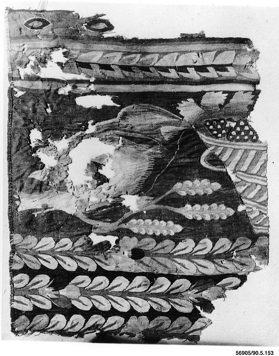 Hanging Fragment with Bird and Basket, Wool, linen; tapestry weave