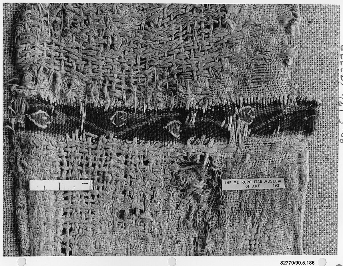 Fragment of a Sleeve, Wool, linen; plain weave, tapestry weave