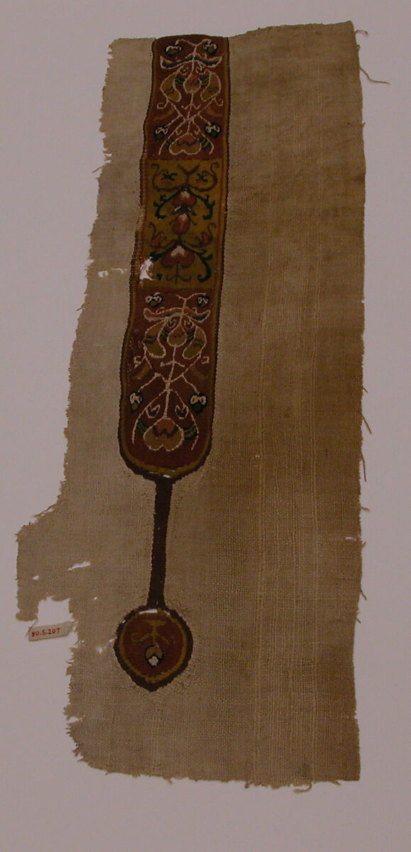 Band with Vegetal Motif, Wool, linen; plain weave, tapestry weave