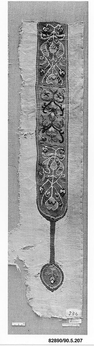 Band with Vegetal Motif, Wool, linen; plain weave, tapestry weave