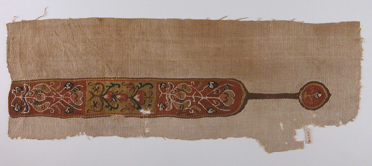 Band with Vegetal Motif, Wool, linen; plain weave, tapestry weave 