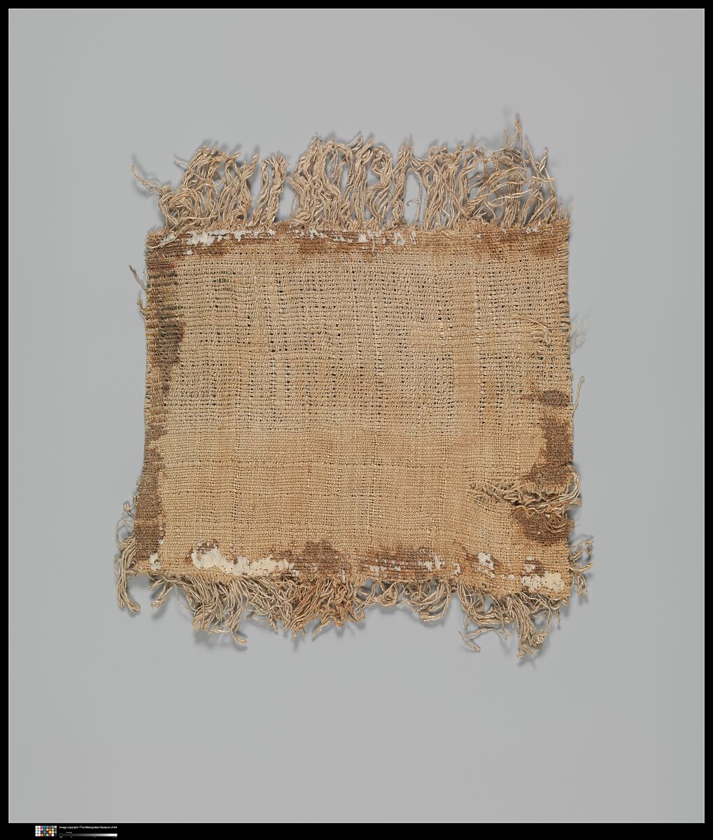 Textile Fragment, Linen; plain weave, weft loop weave