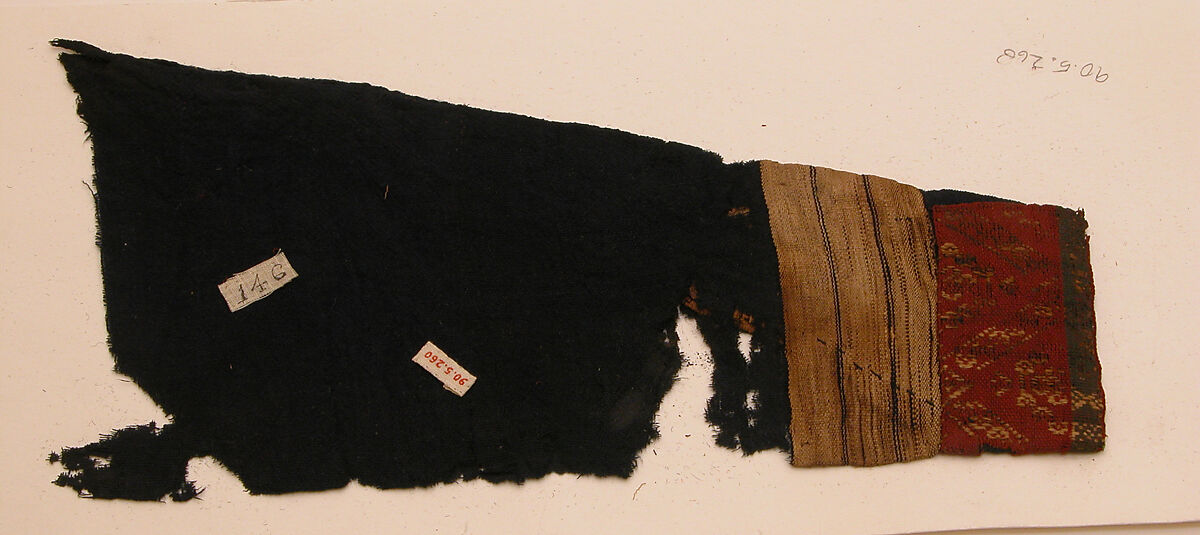 Blue Sleeve Fragment, Wool, linen; plain weave, tapestry weave (?)