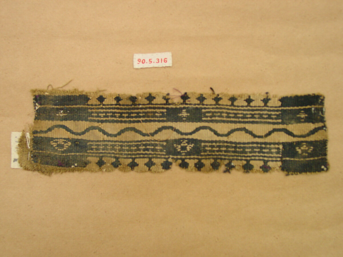Fragment of a Band, Wool, linen; plain weave, tapestry weave