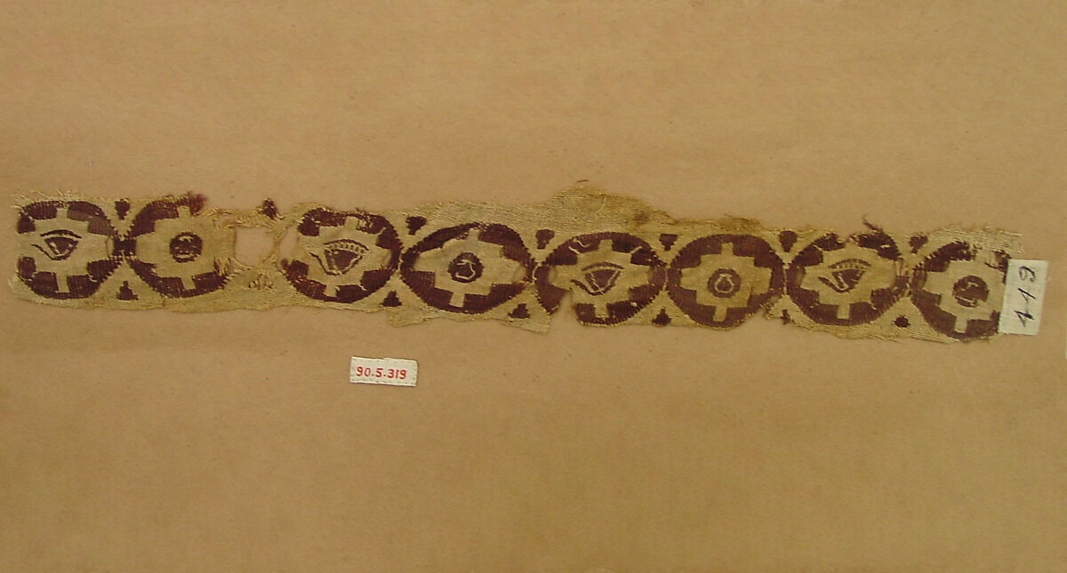 Fragment of a Band, Wool, linen; plain weave, tapestry weave 
