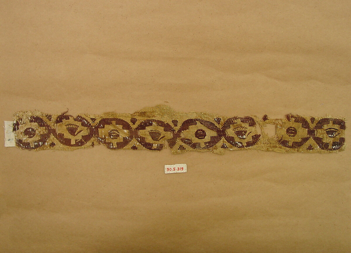 Fragment of a Band, Wool, linen; plain weave, tapestry weave