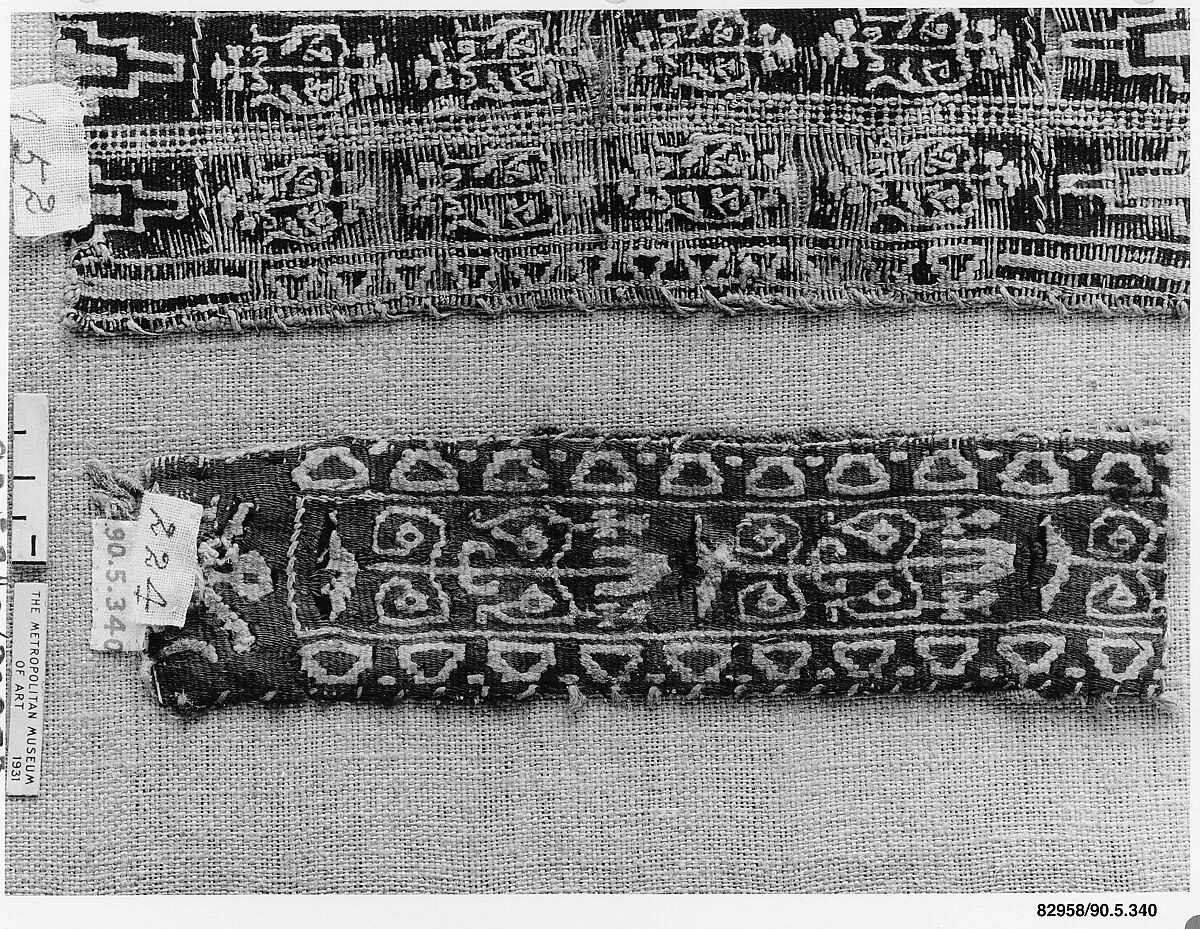 Fragment of a Shoulder Band, Wool, linen; plain weave, tapestry weave 
