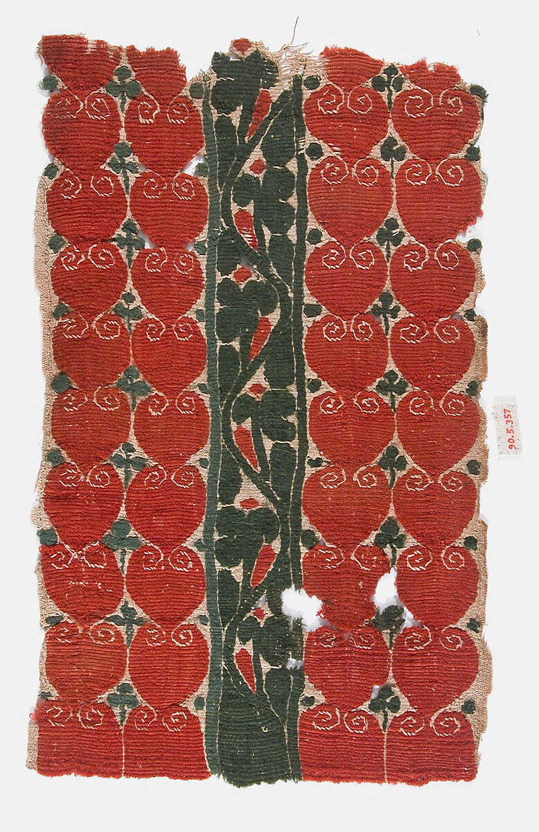 Textile Fragment, Linen, wool; tapestry weave