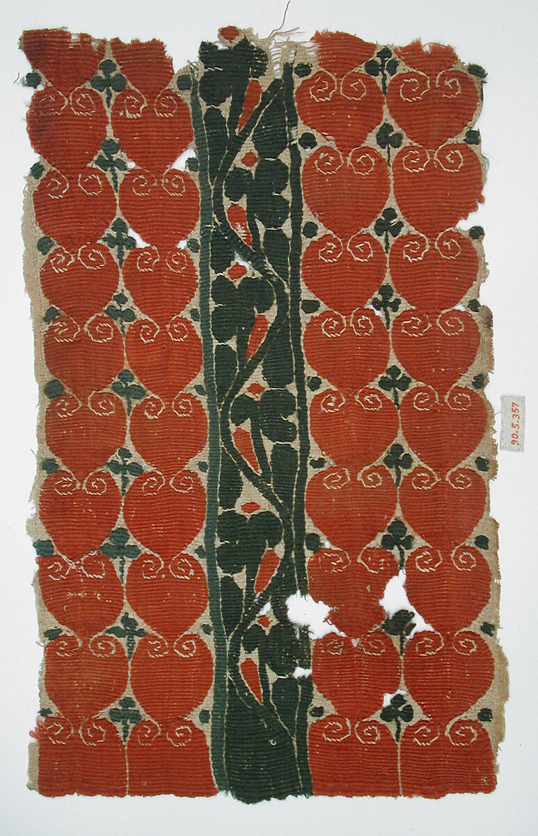 Textile Fragment, Linen, wool; tapestry weave