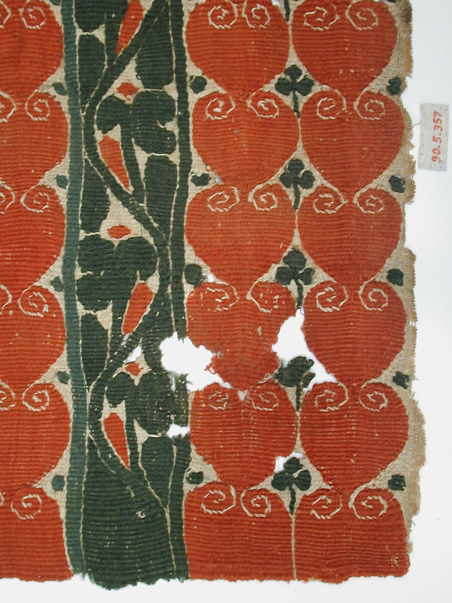 Textile Fragment, Linen, wool; tapestry weave