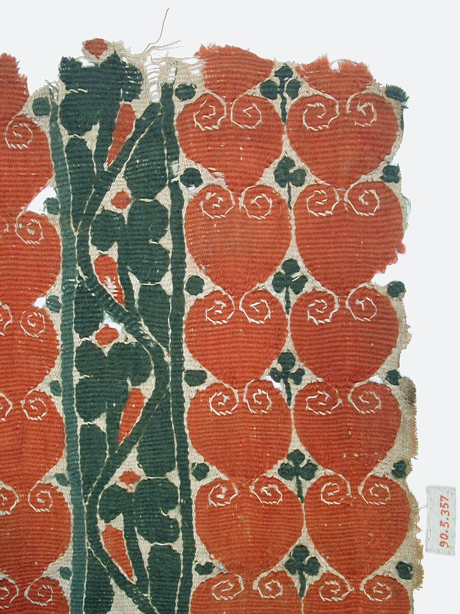 Textile Fragment, Linen, wool; tapestry weave