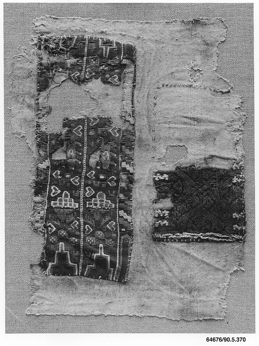 Fragment of a Sleeve, Wool, linen; plain weave, tapestry weave