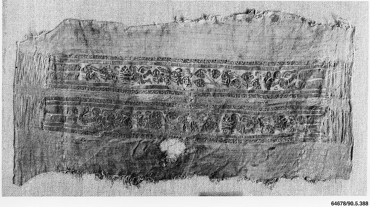 Fragment of a Sleeve, Wool, linen; plain weave, tapestry weave