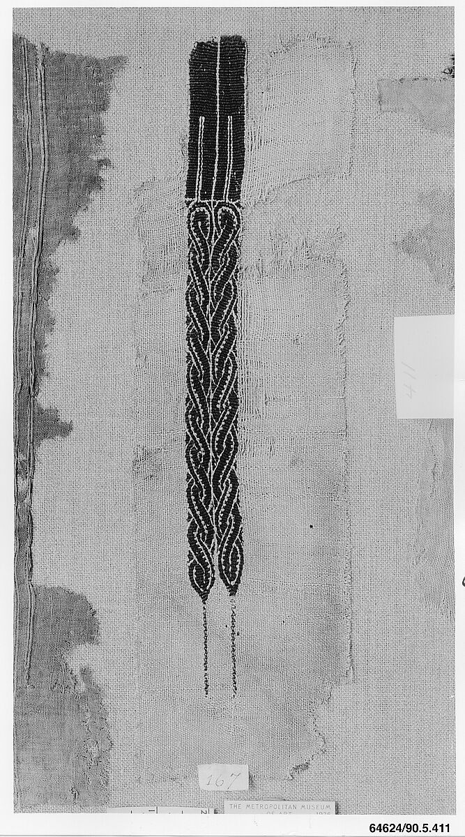 Fragment of Shoulder Band, Wool, linen; plain weave, tapestry weave 