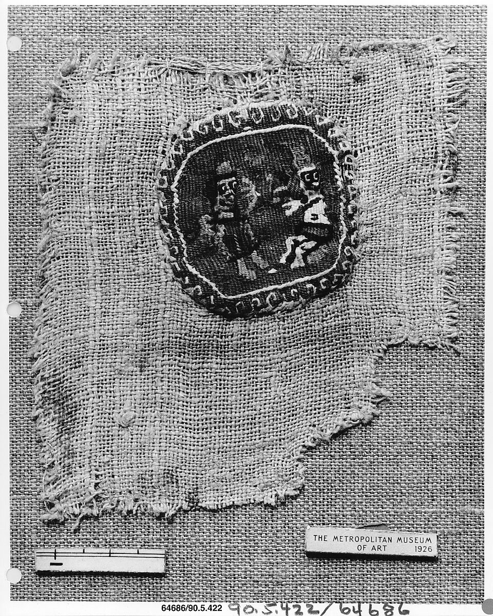 Textile Fragment, Wool, linen; plain weave, tapestry weave