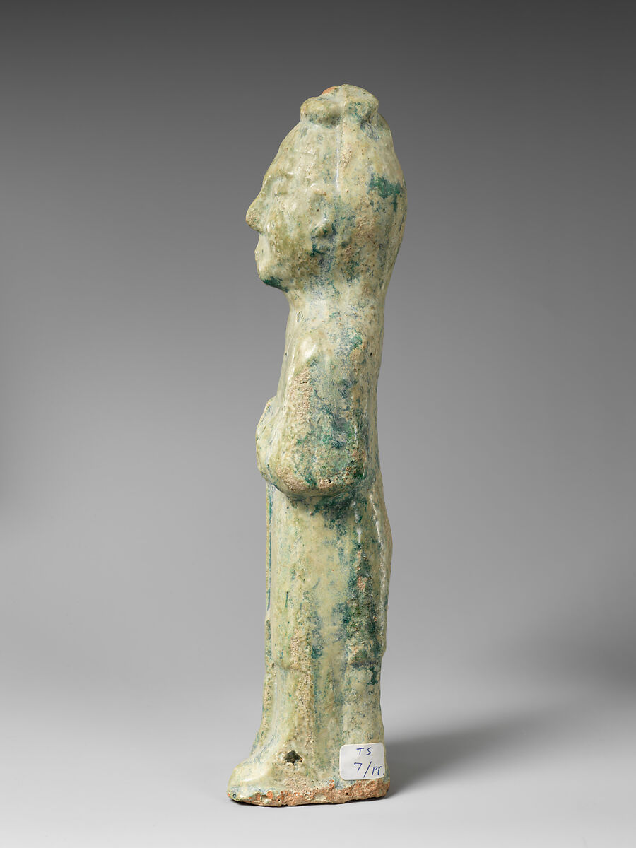 Standing Farmer holding a Pitchfork, Earthenware with green lead glaze, China