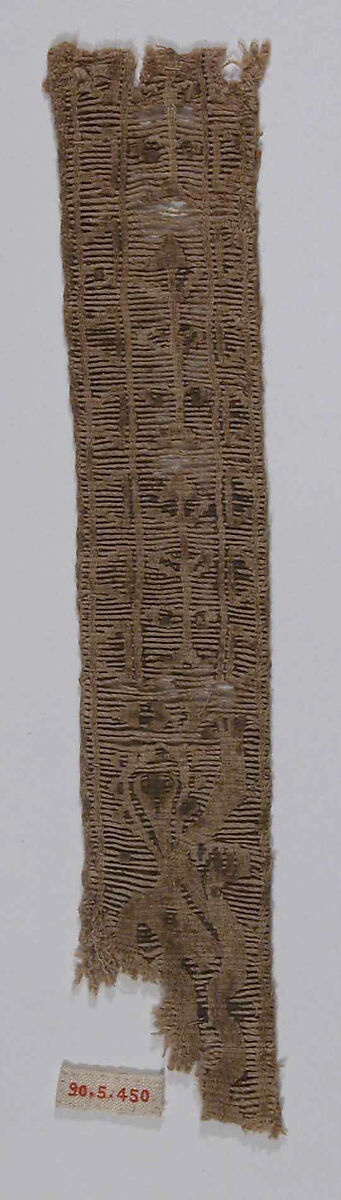 Fragment of Shoulder Band, Wool, linen; plain weave, tapestry weave 