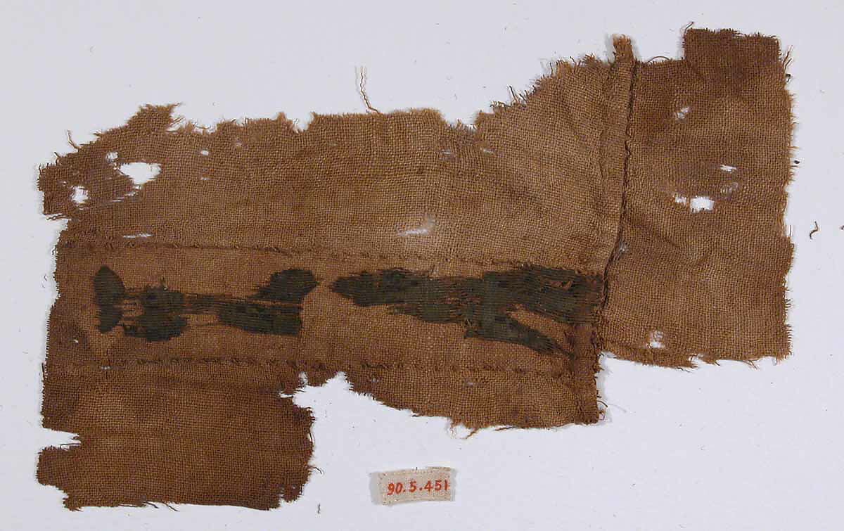 Textile Fragment, Wool, linen; plain weave, tapestry weave 