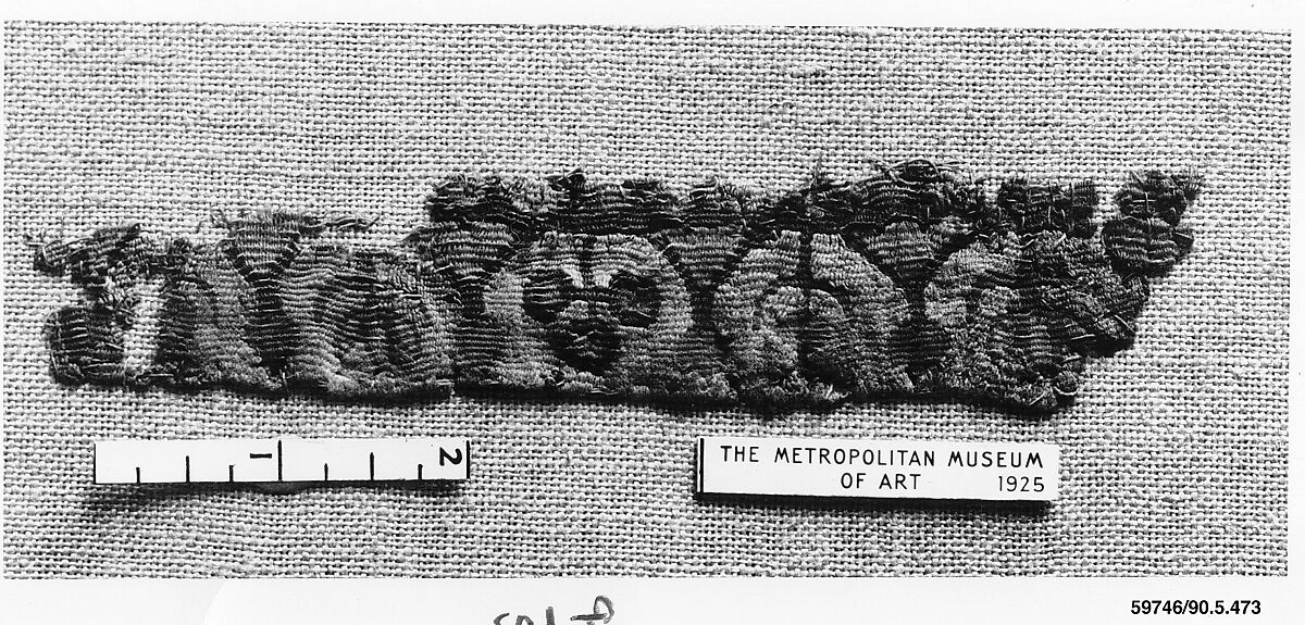 Textile Fragment, Wool, linen; plain weave, tapestry weave