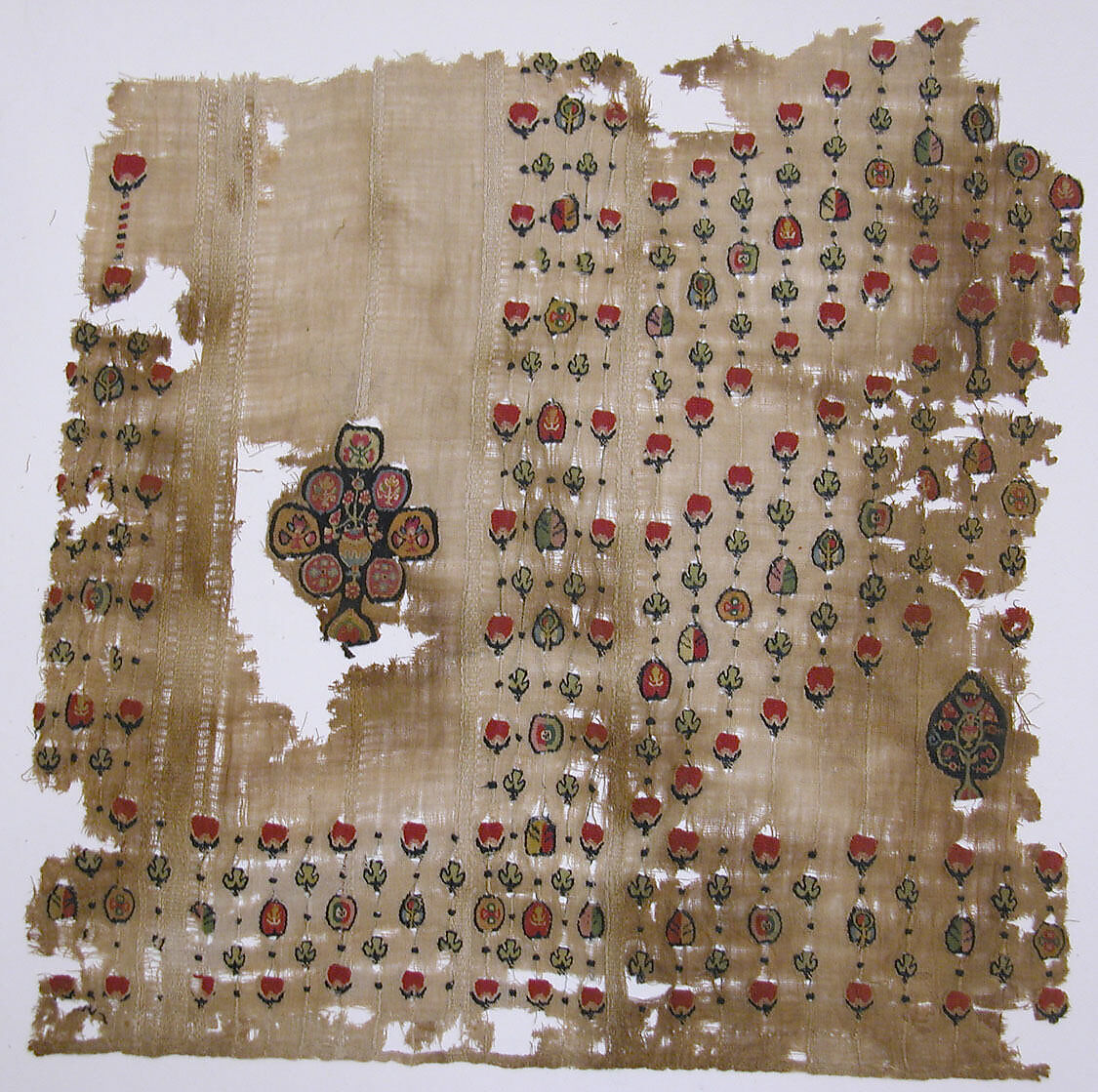 Fragment with Scattered Pattern, Wool, linen; plain weave, tapestry weave