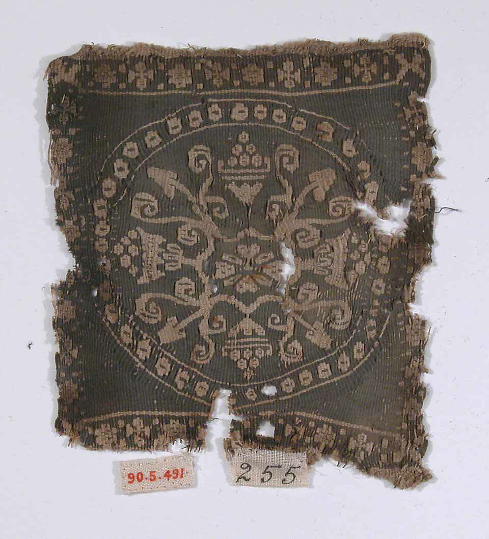 Textile Fragment, Wool, linen; tapestry weave 