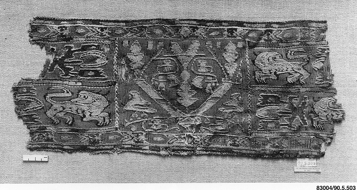 Fragment of a Sleeve, Wool, linen; tapestry weave