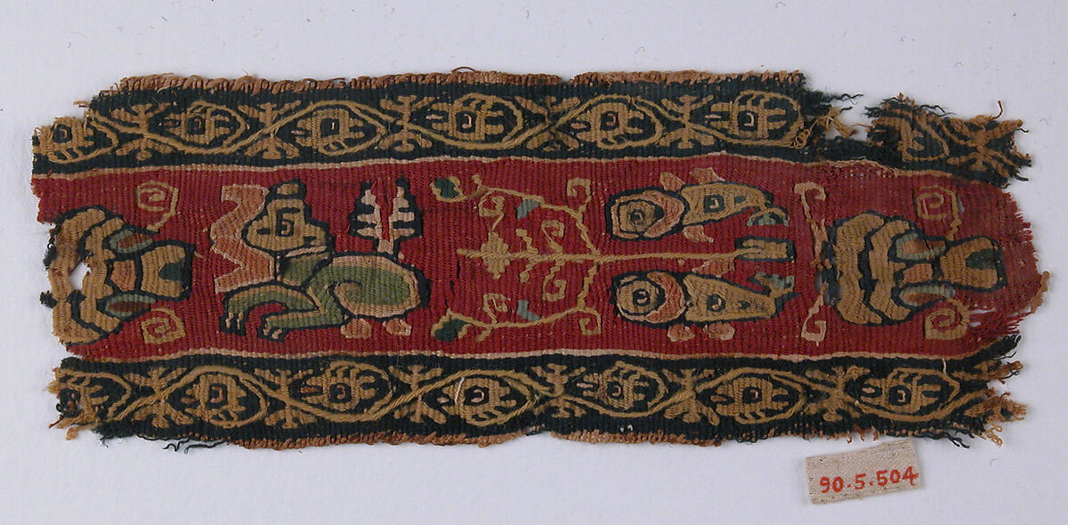 Textile Fragment, Wool, linen; tapestry weave 
