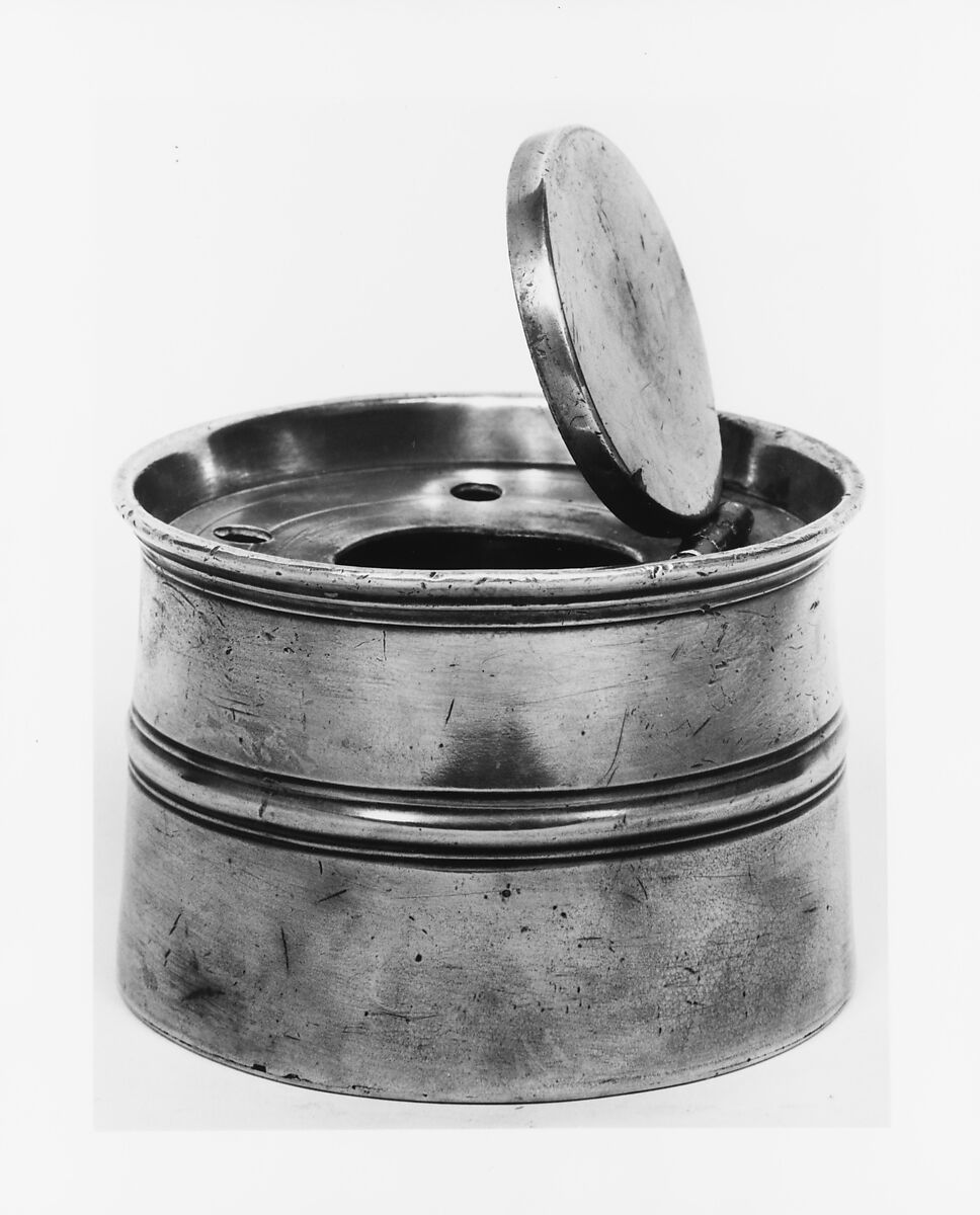 Inkwell, Thomas Danforth Boardman (1784–1873), Pewter, American 