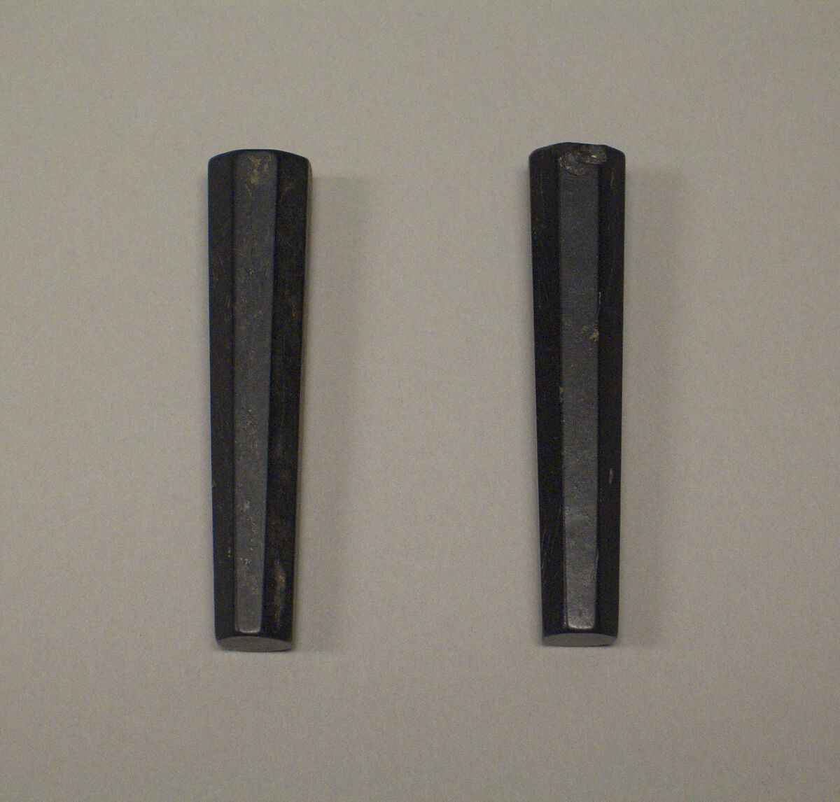 Pair of Octagonal Sticks, Cannel coal, China 