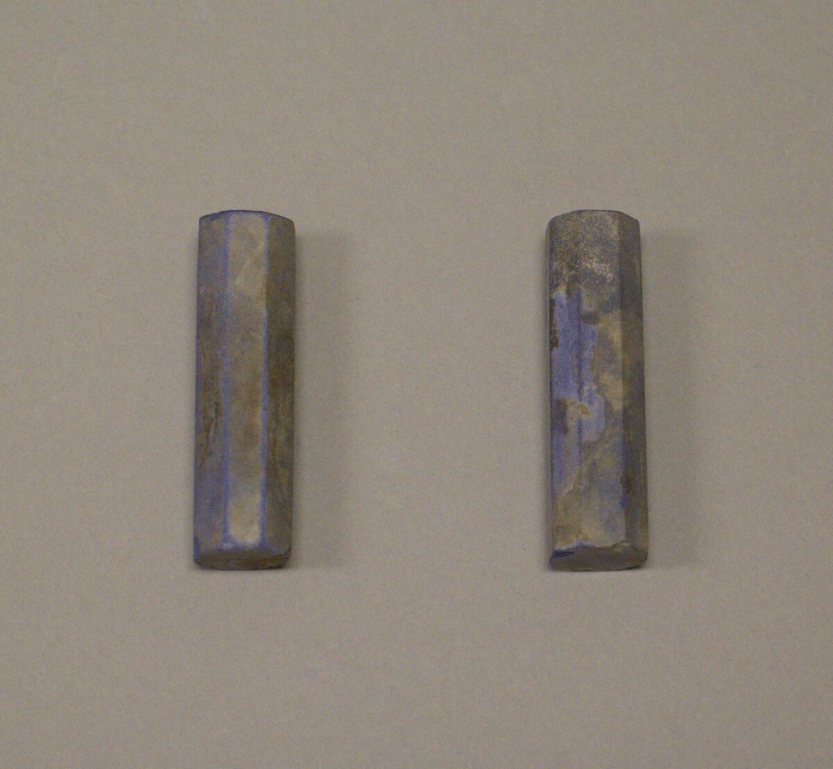 Pair of Octagonal Sticks, "Chinese blue" barium copper silicate, China 
