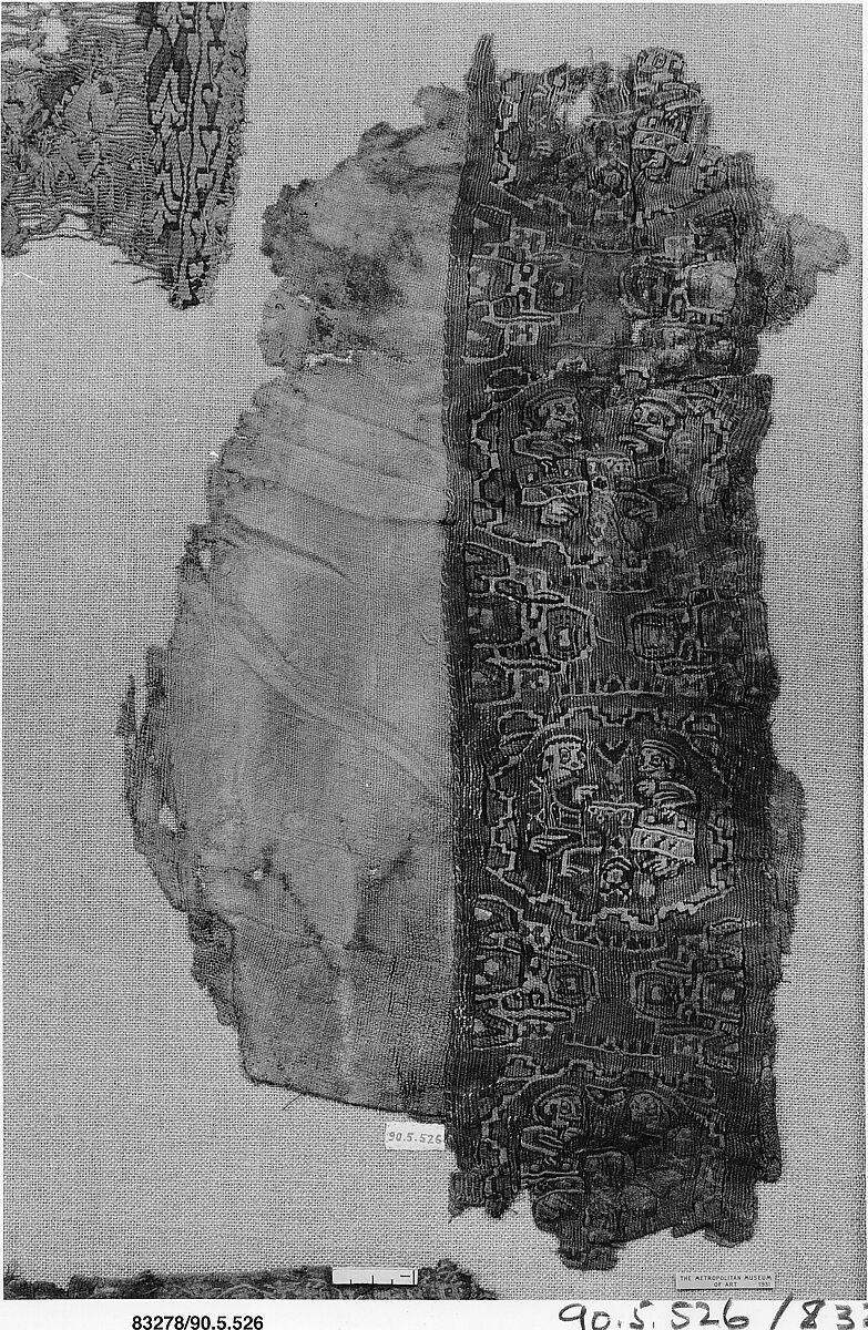 Textile Fragment, Wool, linen; plain weave, tapestry weave