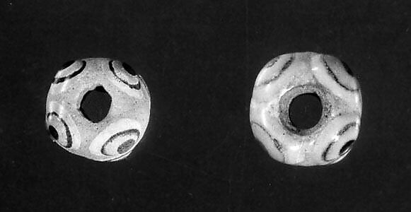 Two Black and White Beads, Glass, China 