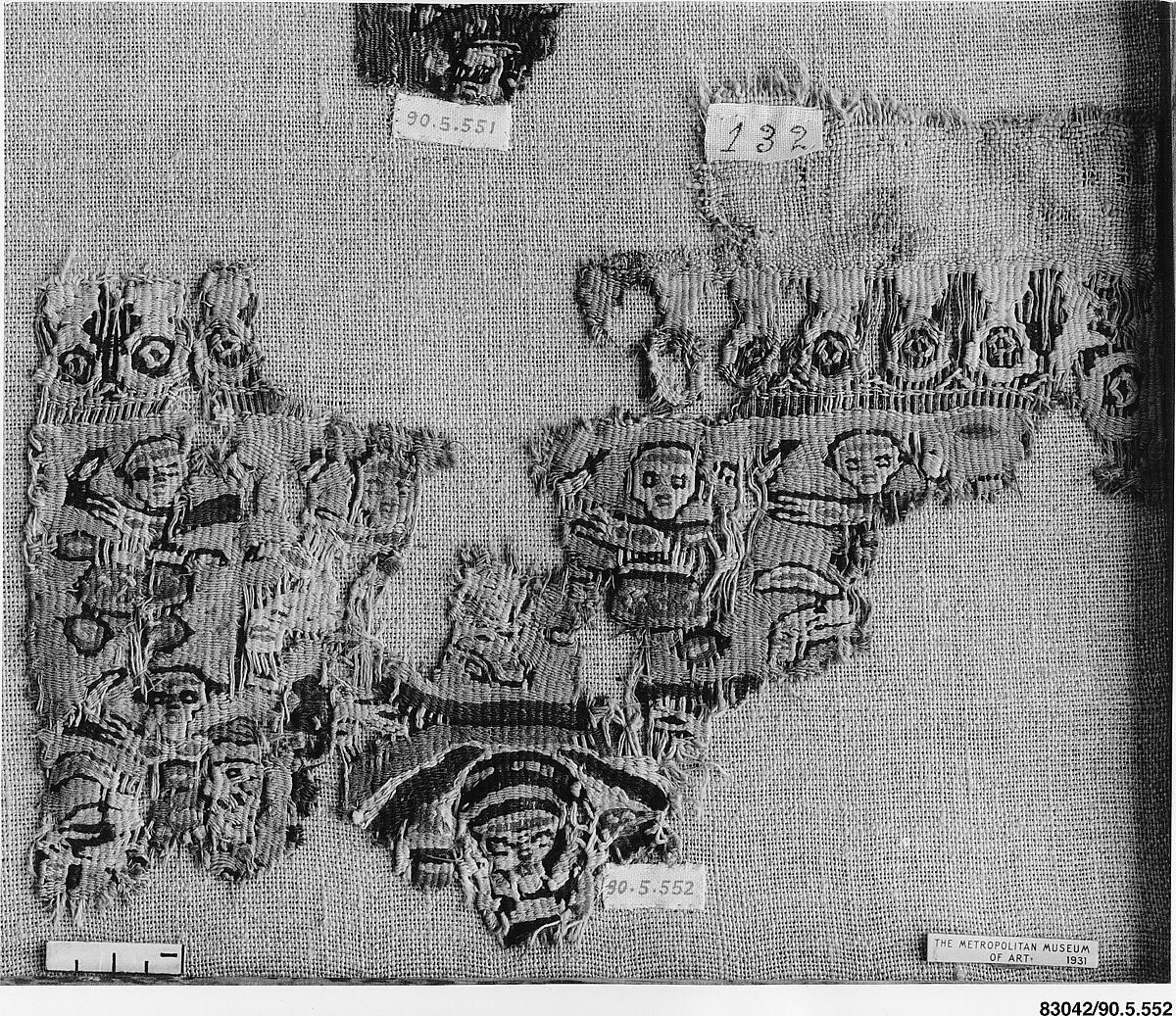 Textile Fragment, Wool, linen; plain weave, tapestry weave