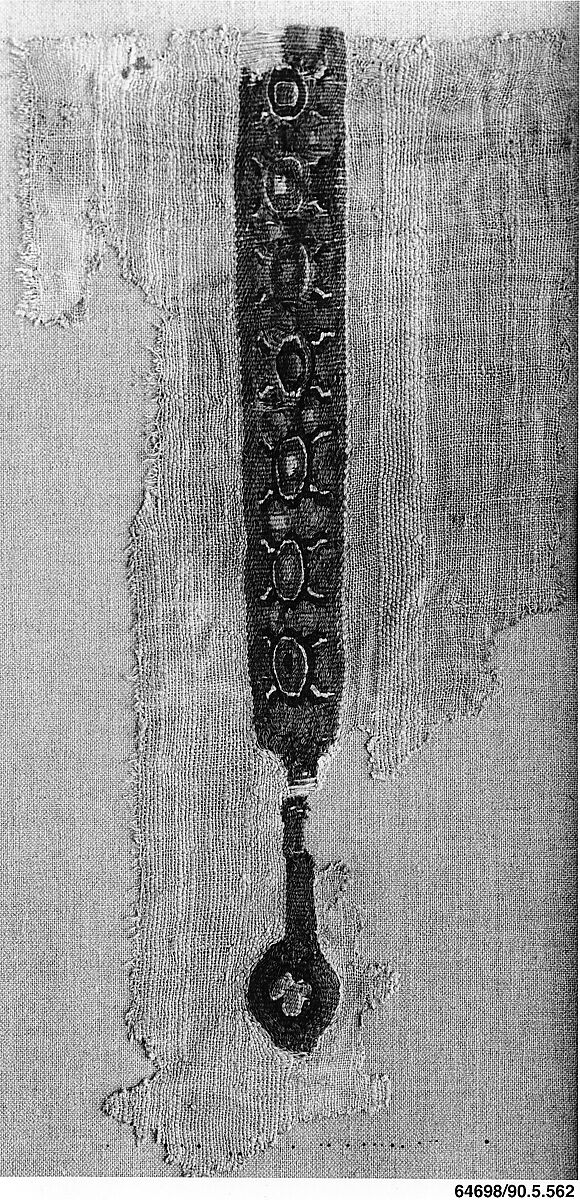 Textile Fragment, Wool, linen; plain weave, tapestry weave