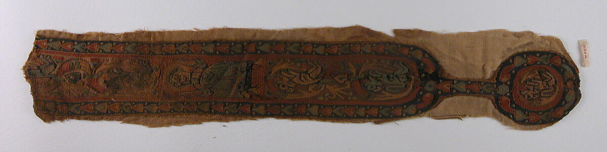 Fragment of Shoulder Band, Wool, linen; plain weave, tapestry weave