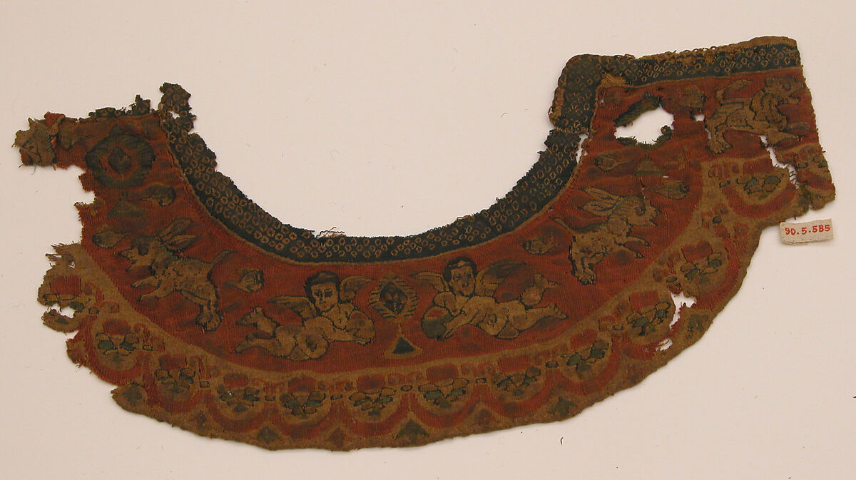 Neck Band from a Tunic, Wool, linen; tapestry weave