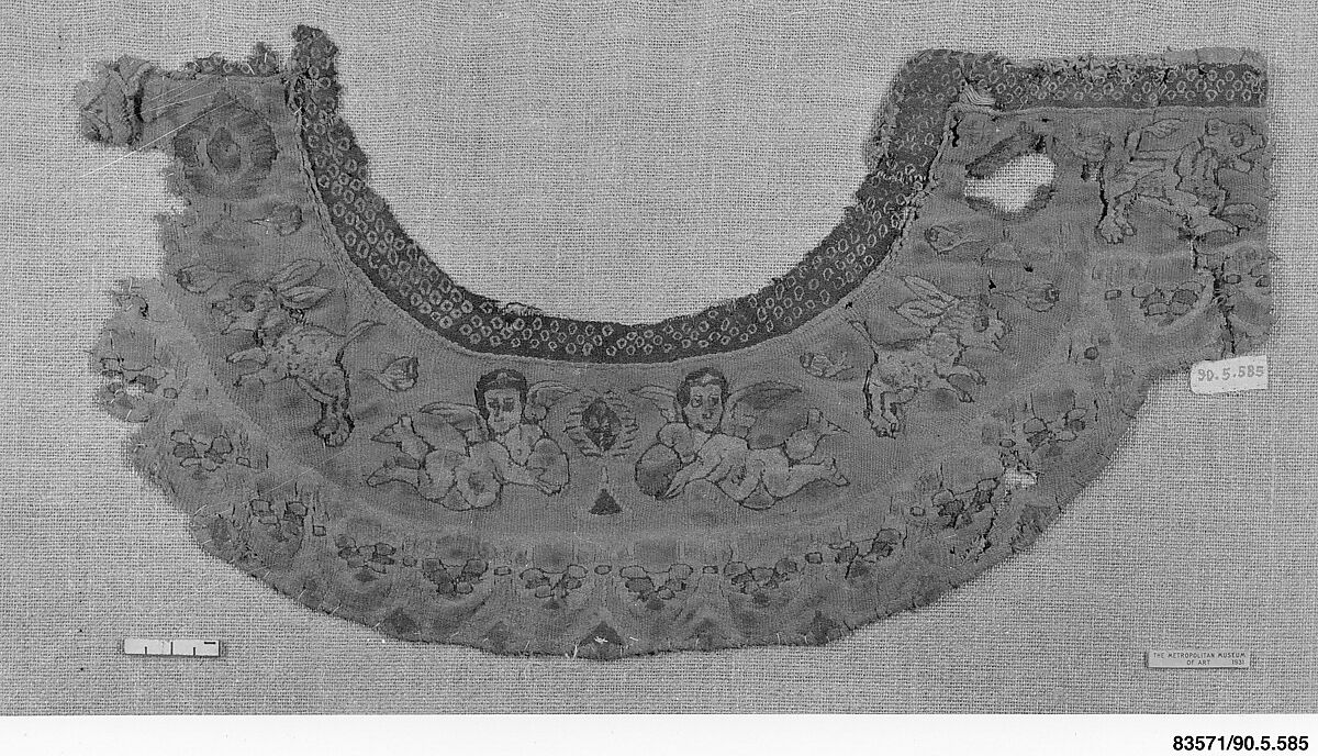 Neck Band from a Tunic, Wool, linen; tapestry weave