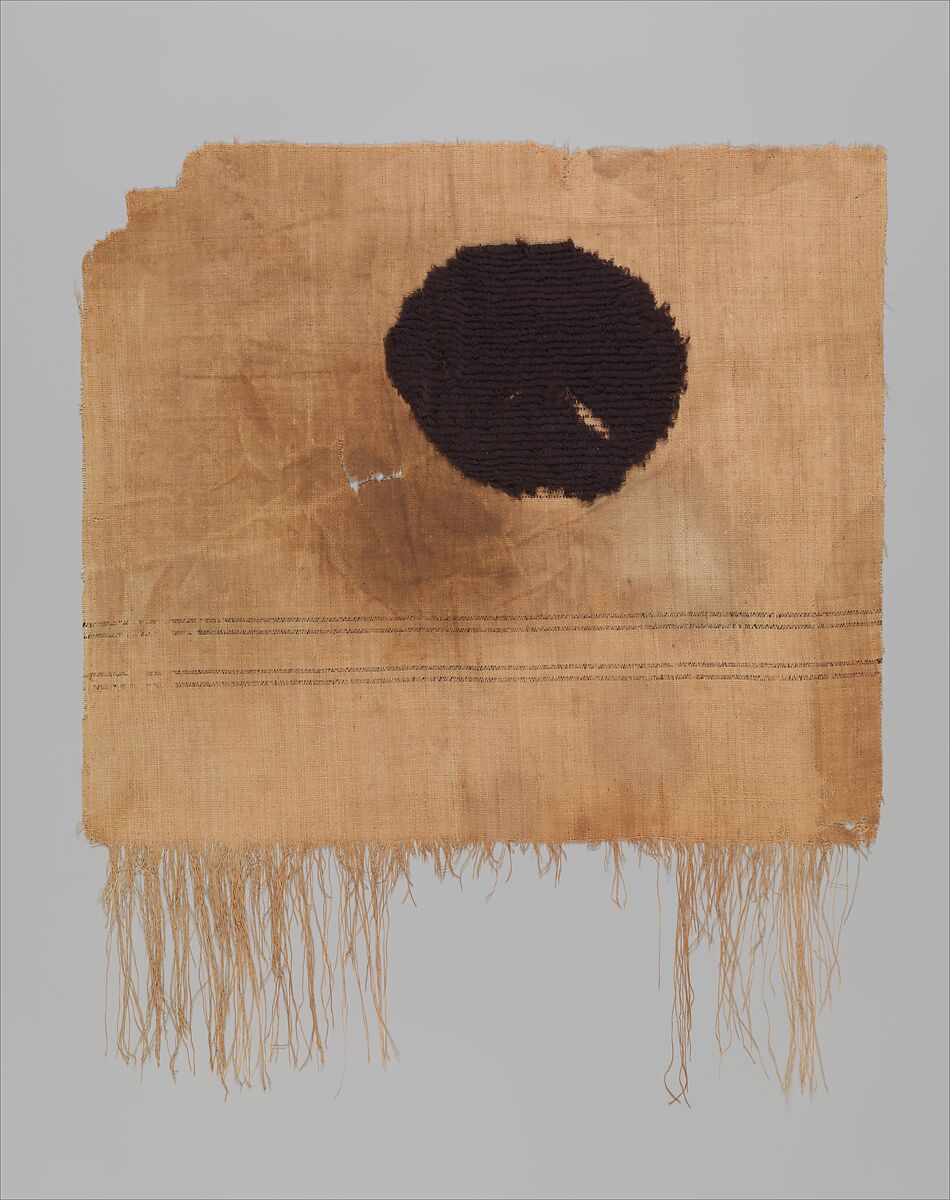 Textile Fragment, Wool, linen; plain weave, weft loop weave