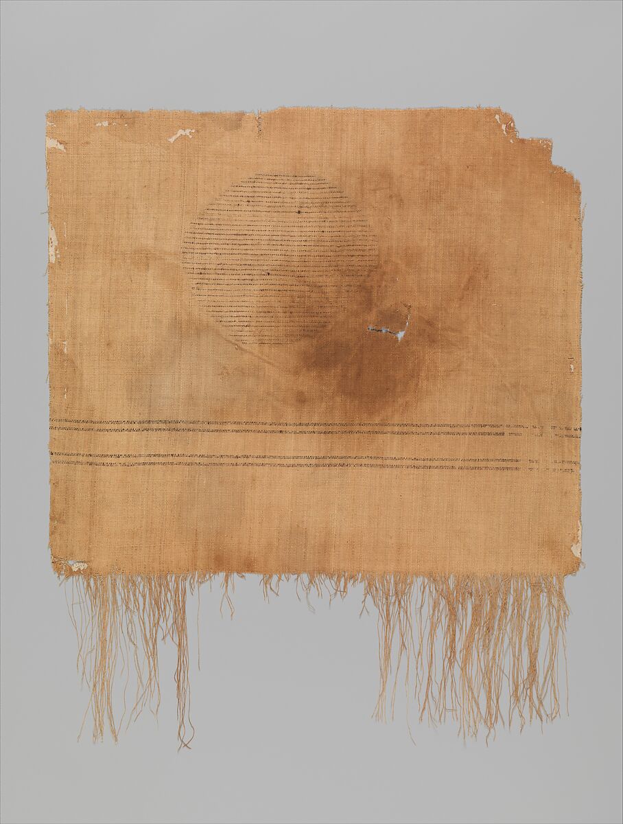 Textile Fragment, Wool, linen; plain weave, weft loop weave
