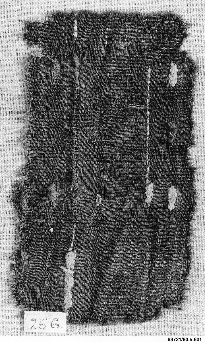 Textile Fragment, Wool; plain weave, tapestry weave