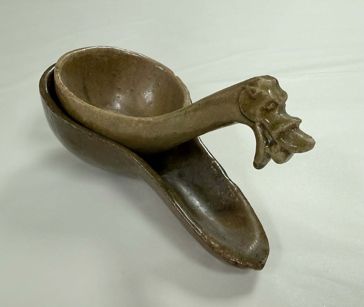 Ladle and Stand, Earthenware with brown glaze, China