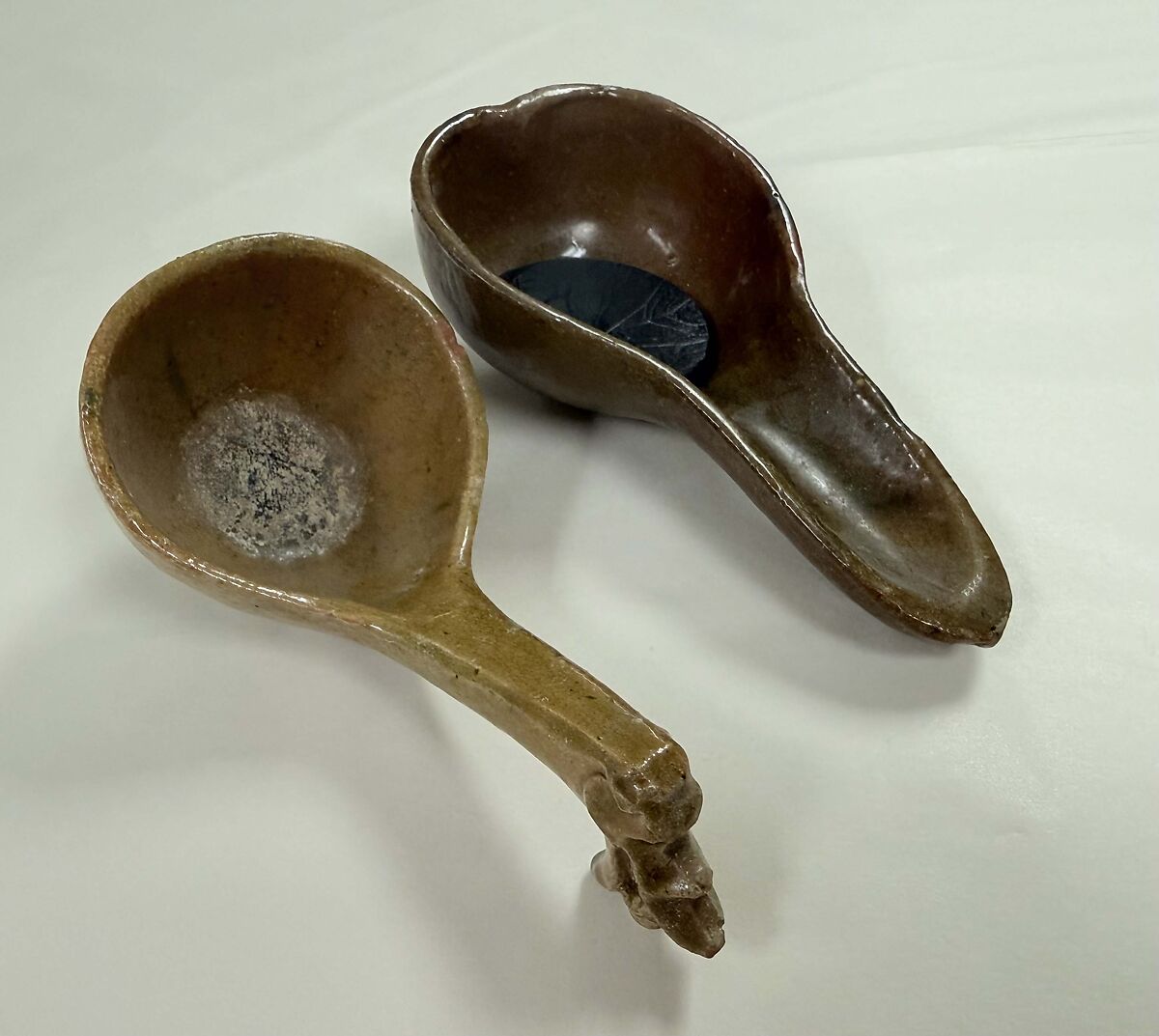 Ladle and Stand, Earthenware with brown glaze, China