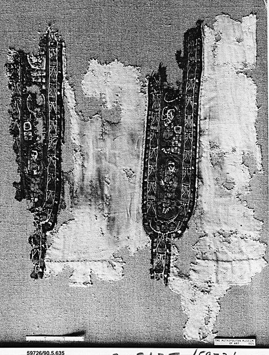 Textile Fragment, Wool, linen; plain weave, tapestry weave