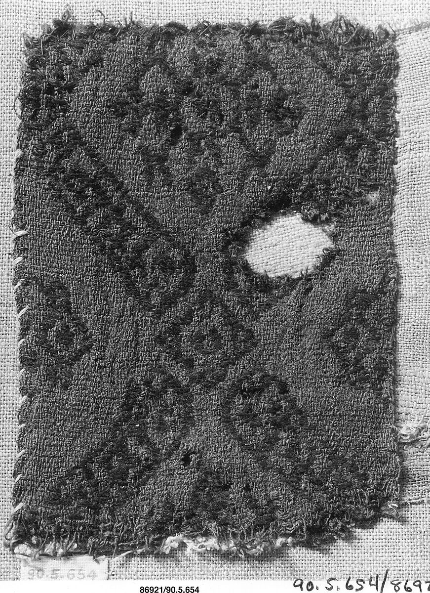 Textile Fragment, Wool; plain weave, brocaded (?)