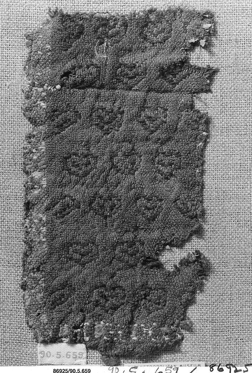 Textile Fragment, Wool; plain weave, brocaded (?)