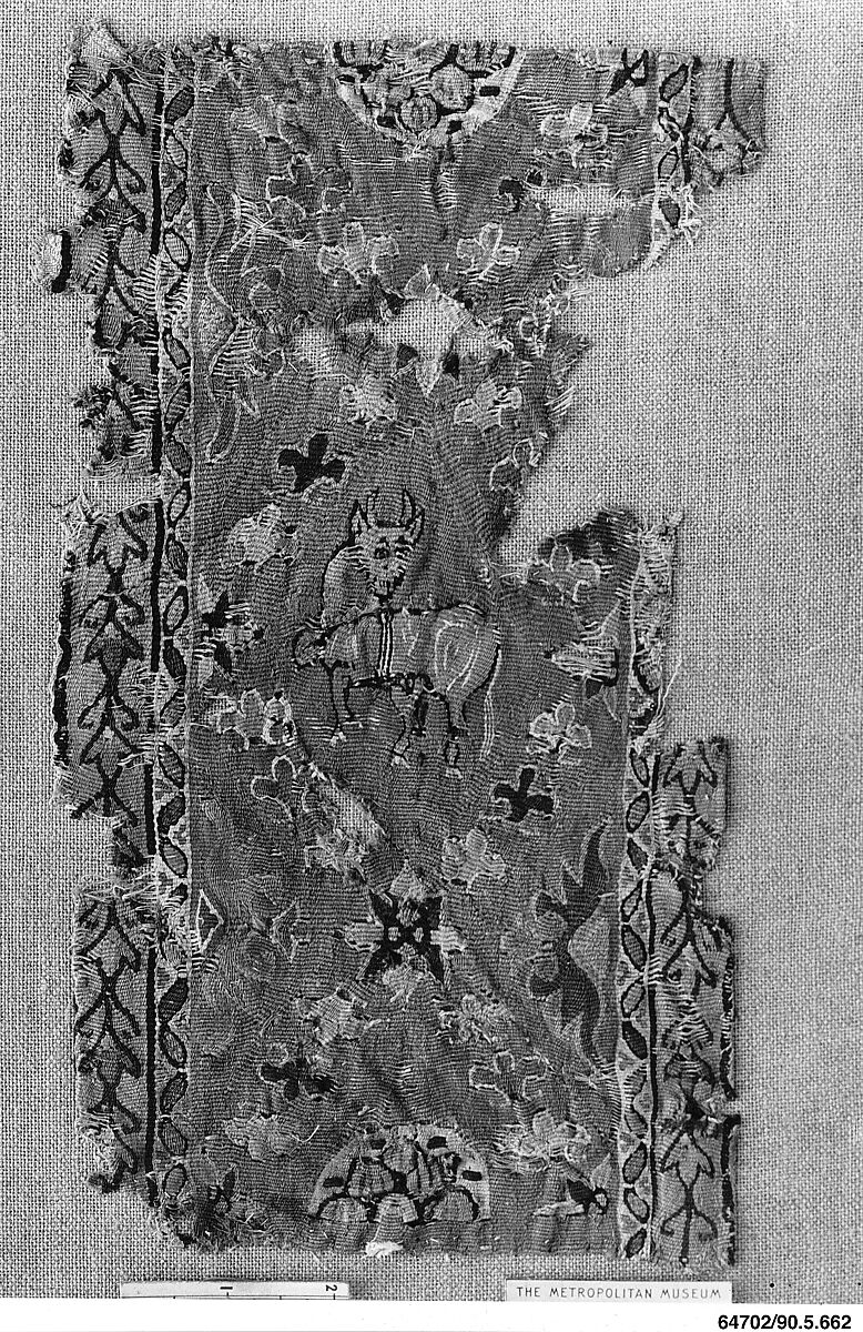 Fragment of Shoulder Band, Wool, linen; tapestry weave