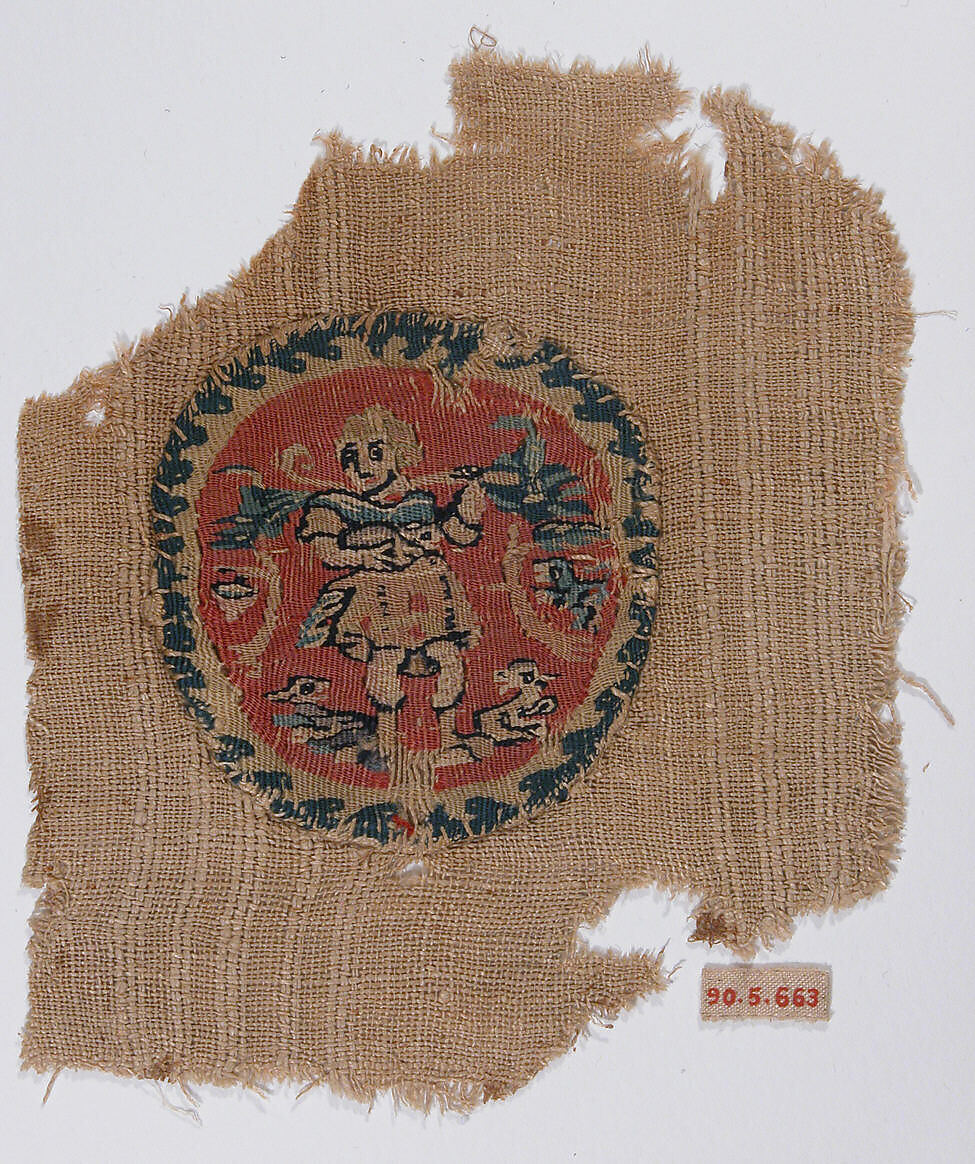 Textile Fragment, Wool, linen; plain weave, tapestry weave